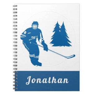 Blue Ice Hockey Player Individuelle Name Winterspo Notizblock