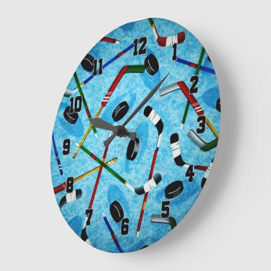 Blue Ice Hockey Theme Große Wanduhr (Winkel)