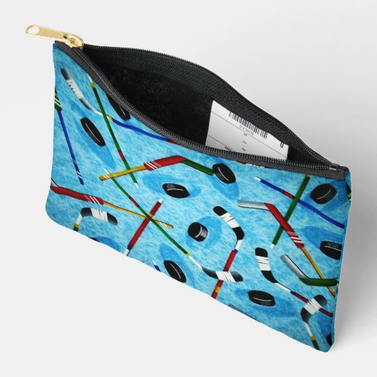 Blue Ice Hockey Theme Zubehörtasche (Offen)