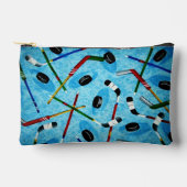 Blue Ice Hockey Theme Zubehörtasche (Vorderseite)