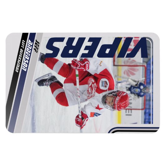 Blue Ice Hockey Trading Card Magnet (Horizontal)