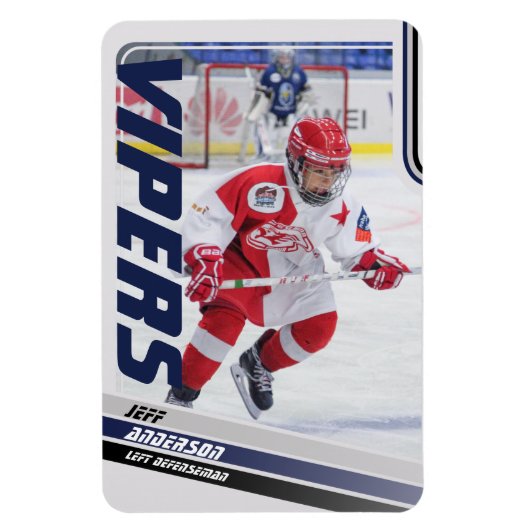 Blue Ice Hockey Trading Card Magnet (Vertikal)