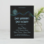 Blue Ice Holiday Weihnachten Süß 16 Geburtstag Einladung (Stehend Vorderseite)