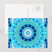 Blue Ice Lace Doily, Abstraktes Aqua Postkarte (Vorne/Hinten)