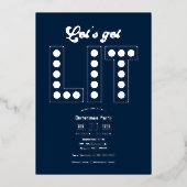 Blue Ice Let's Get Lit Retro Christmas Party Folieneinladung (Vorderseite)