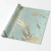 Blue Ice Pastel Gold Marmor Shiny Abstrakt Geschenkpapier (Ungerollt)