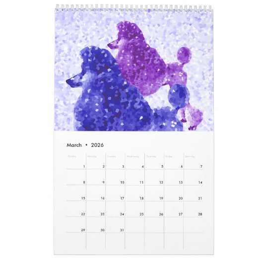Blue Ice Poodle-Kalender Kalender (Mär 2026)
