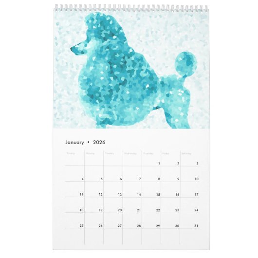 Blue Ice Poodle-Kalender Kalender (Jan 2026)