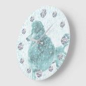 Blue Ice Posh Poodle Diamond Stunden Große Wanduhr (Winkel)