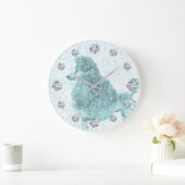 Blue Ice Posh Poodle Diamond Stunden Große Wanduhr (Zuhause)