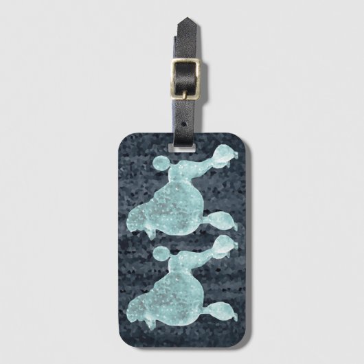 Blue Ice Posh Poodle Night Grau Gepäckanhänger (Vorderseite Vertikal)