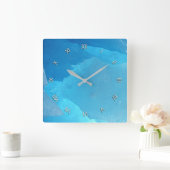 Blue Ice Quadratische Wanduhr (Zuhause)