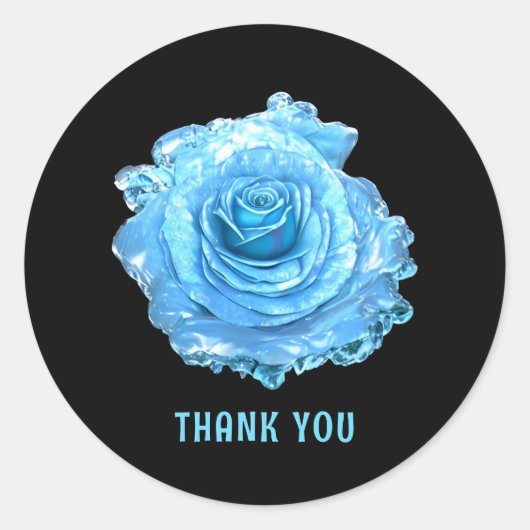 Blue Ice Rose Runder Aufkleber (Vorderseite)