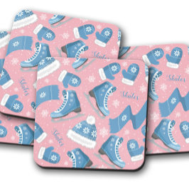 Blue Ice Skate | Christmas Cork Untersetzer Set