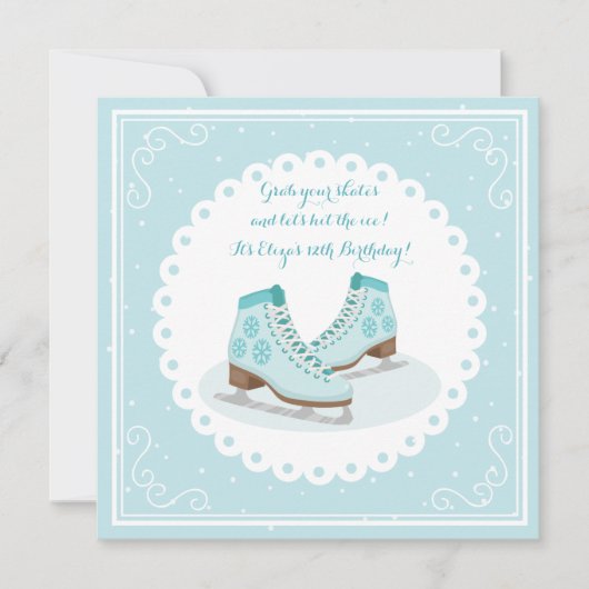 Blue Ice Skate Einladung (Vorderseite)