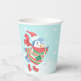 Blue Ice Skaten Penguin Pappbecher