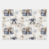 Blue Ice Skates Snowflakes Christmas Trees Gifts Geschenkpapier Set (Vorderseite 3)
