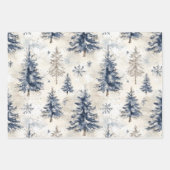 Blue Ice Skates Snowflakes Christmas Trees Gifts Geschenkpapier Set (Vorderseite 2)