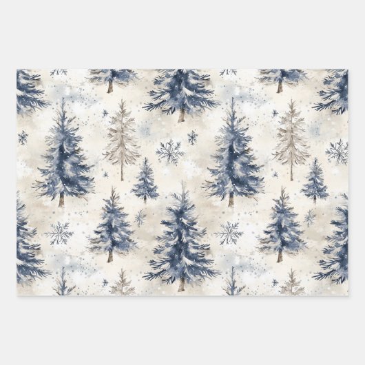 Blue Ice Skates Snowflakes Christmas Trees Gifts Geschenkpapier Set (Vorderseite 2)