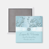Blue Ice Sparkle Wonderland Wedding Magnet (Vorderseite/Rückseite)