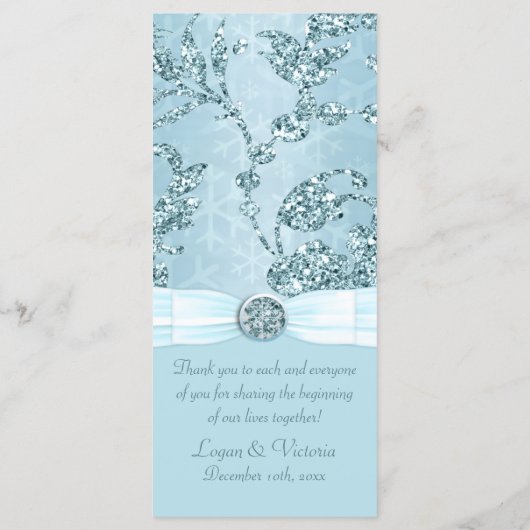 Blue Ice Sparkle Wonderland Wedding Programm (Rückseite)