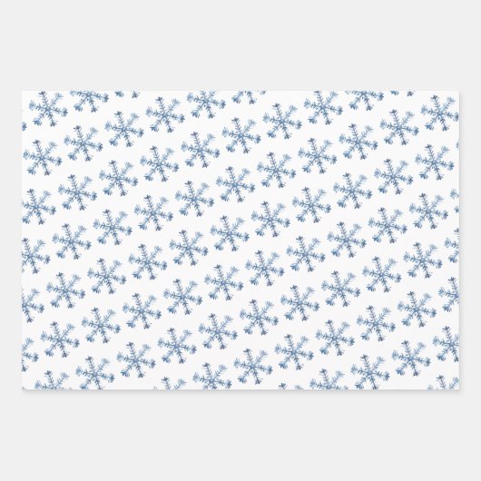 Blue Ice Winter Schneeflocken Muster für Weihnacht Geschenkpapier Set (Vorderseite 3)