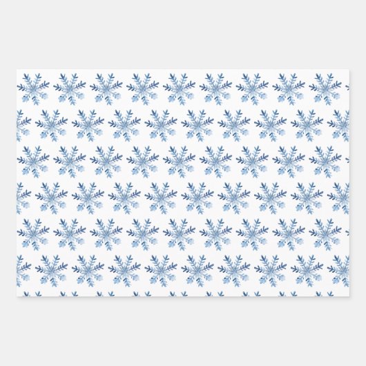 Blue Ice Winter Schneeflocken Muster für Weihnacht Geschenkpapier Set (Vorderseite 2)