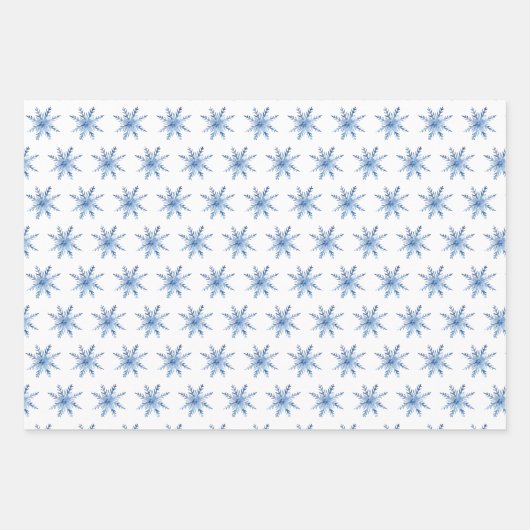 Blue Ice Winter Schneeflocken Muster für Weihnacht Geschenkpapier Set (Vorderseite)