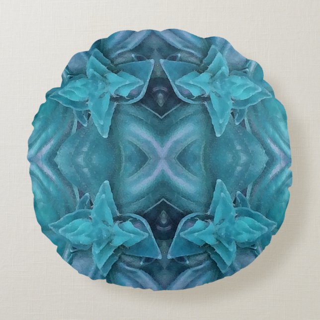 Blue Icing Abstrakt Rundes Kissen (Vorderseite)