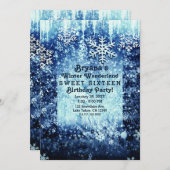 Blue Icy Snowy Winter Wonderland Sweet 16 Party Einladung (Vorne/Hinten)