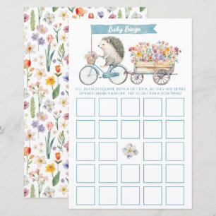 Blue Igel Baby Showdusche Bingo Game Card