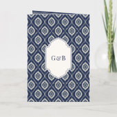 Blue Ikat All in One Anand Karaj Sikh Wedding Einladung (Rückseite)