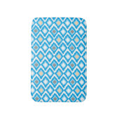 Blue Ikat Diamonds Custom Bath Mat Badematte (Vorderseite Vertikal)