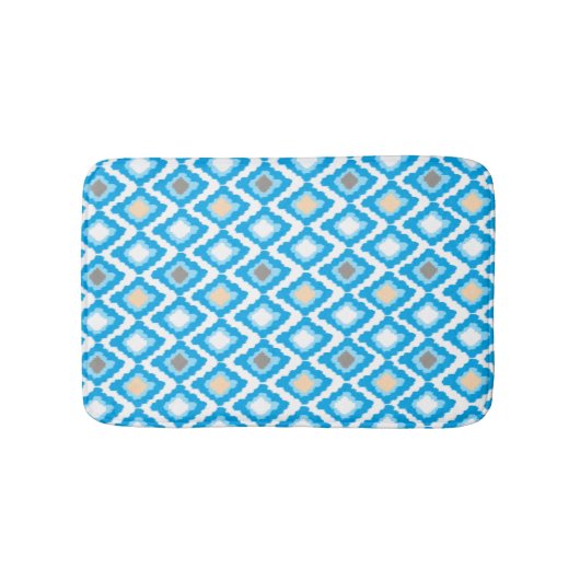 Blue Ikat Diamonds Custom Bath Mat Badematte (Vorderseite)