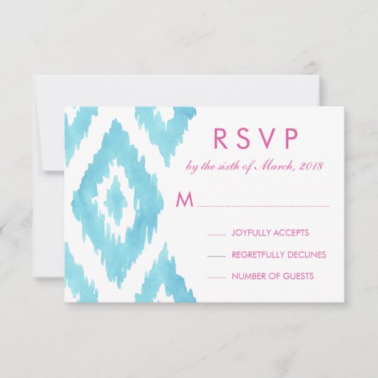 Blue Ikat UAWG RSVP Karte (Vorderseite)