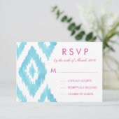 Blue Ikat UAWG RSVP Karte (Stehend Vorderseite)