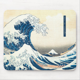 Blue Illustration Wave of Kanagawa Mousepad