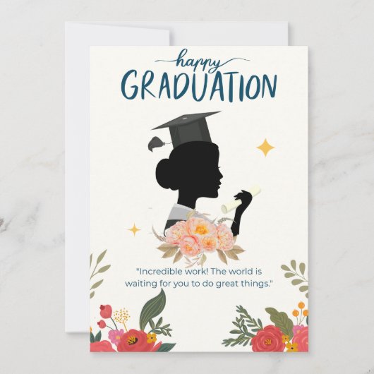 Blue Illustrative Happy Abschluss Card (Vorderseite)