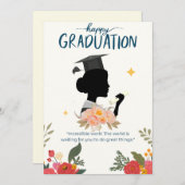 Blue Illustrative Happy Abschluss Card (Vorne/Hinten)