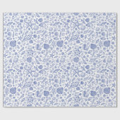 Blue Illustriert Seashell Ocean Wrapping Paper Geschenkpapier (Flach)