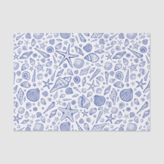 Blue Illustriert Seashell Tissue Paper Seidenpapier