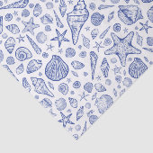 Blue Illustriert Seashell Tissue Paper Seidenpapier (Ausschnitt)