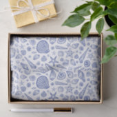 Blue Illustriert Seashell Tissue Paper Seidenpapier (Geschenk)