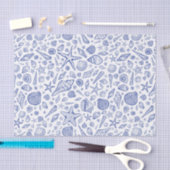 Blue Illustriert Seashell Tissue Paper Seidenpapier (Handwerk)