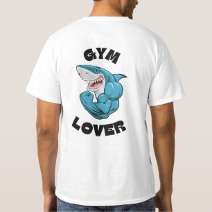 Blue Illustriert Shark Gym Lover T - Shirt