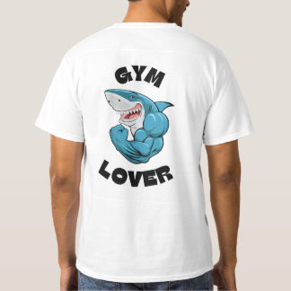 Blue Illustriert Shark Gym Lover T - Shirt