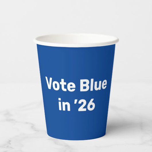 Blue im Jahr 2026 Pappbecher (Rückseite)