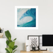 blue image of a wave crashing in the ocean poster (Heimbüro)