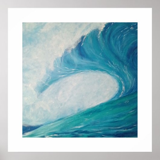 blue image of a wave crashing in the ocean poster (Vorne)