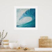 blue image of a wave crashing in the ocean poster (Küche)